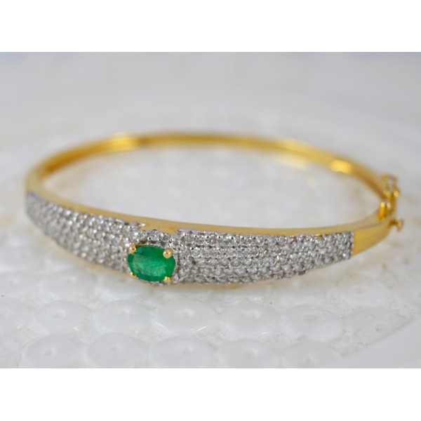 Gemstone gold bangle